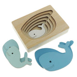 Maxbell 5-Layer Wooden Puzzle Early Educational Toy for Baby Toddler Blue Whale