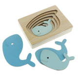 Maxbell 5-Layer Wooden Puzzle Early Educational Toy for Baby Toddler Blue Whale
