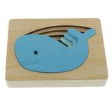 Maxbell 5-Layer Wooden Puzzle Early Educational Toy for Baby Toddler Blue Whale