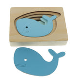 Maxbell 5-Layer Wooden Puzzle Early Educational Toy for Baby Toddler Blue Whale