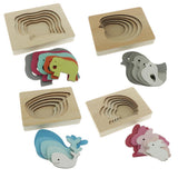 Maxbell 5-Layer Wooden Puzzle Early Educational Toy for Baby Toddler Blue Whale
