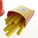 Maxbell Wooden Burger Fries Deluxe Dinner Set Kitchen Pretend Food Toy for Toddlers