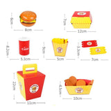 Maxbell Wooden Burger Fries Deluxe Dinner Set Kitchen Pretend Food Toy for Toddlers