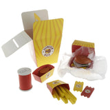 Maxbell Wooden Burger Fries Deluxe Dinner Set Kitchen Pretend Food Toy for Toddlers