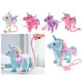 Maxbell Plush Stuffed Unicorn Animal Musical Horse Toy Electric Walking Horse Pink