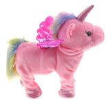 Maxbell Plush Stuffed Unicorn Animal Musical Horse Toy Electric Walking Horse Pink