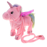 Maxbell Plush Stuffed Unicorn Animal Musical Horse Toy Electric Walking Horse Pink