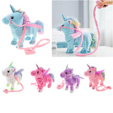 Maxbell Plush Stuffed Unicorn Animal Musical Horse Toy Electric Walking Horse Pink