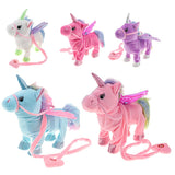 Maxbell Plush Stuffed Unicorn Animal Musical Horse Toy Electric Walking Horse Pink