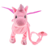 Maxbell Plush Stuffed Unicorn Animal Musical Horse Toy Electric Walking Horse Pink