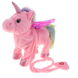 Maxbell Plush Stuffed Unicorn Animal Musical Horse Toy Electric Walking Horse Pink