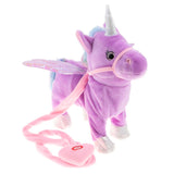 Maxbell Plush Stuffed Unicorn Animal Musical Horse Toy Electric Walking Horse Purple