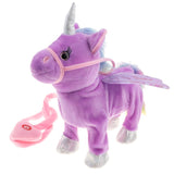 Maxbell Plush Stuffed Unicorn Animal Musical Horse Toy Electric Walking Horse Purple