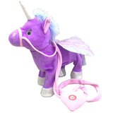 Maxbell Plush Stuffed Unicorn Animal Musical Horse Toy Electric Walking Horse Purple