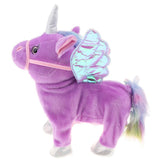 Maxbell Plush Stuffed Unicorn Animal Musical Horse Toy Electric Walking Horse Purple