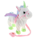 Maxbell Plush Stuffed Unicorn Animal Musical Horse Toy Electric Walking Horse White