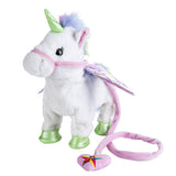 Maxbell Plush Stuffed Unicorn Animal Musical Horse Toy Electric Walking Horse White