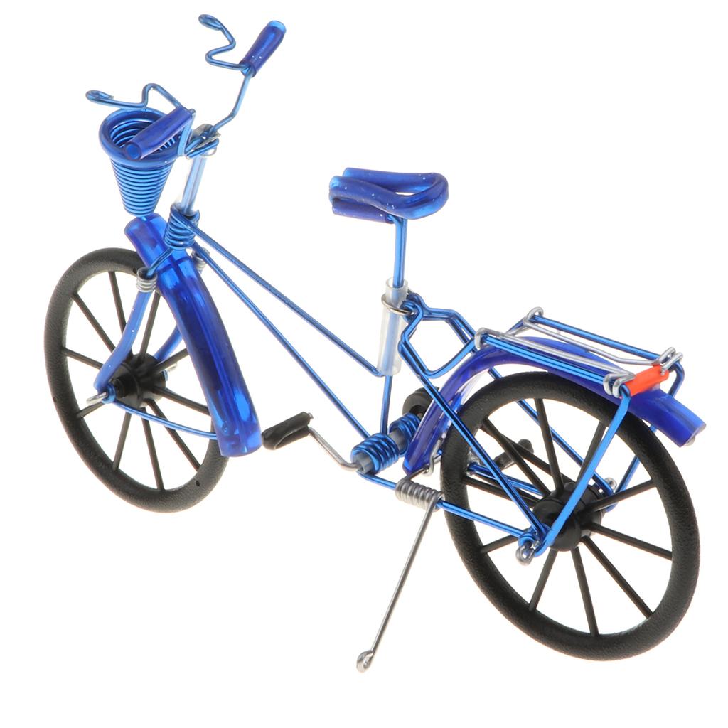 Maxbell 1:10 Aluminum Bike Model Bicycle with Basket Handicraft Toy Blue