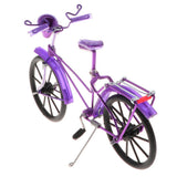 Maxbell 1:10 Aluminum Bike Model Bicycle with Basket Handicraft Toy Purple