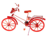 Maxbell 1:10 Bike Model Bicycle with Basket Handicraft  Home Decor Toy Red