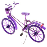 Maxbell 1:10 Bike Model Bicycle with Basket Handicraft  Home Decor Toy Purple
