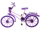 Maxbell 1:10 Bike Model Bicycle with Basket Handicraft  Home Decor Toy Purple