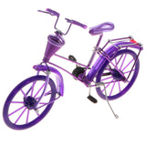 Maxbell 1:10 Bike Model Bicycle with Basket Handicraft  Home Decor Toy Purple