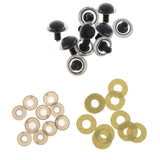Maxbell 10pcs Plastic Safety Toy Eyes + Glitter Nonwovens + Washer 16mm Gold