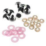 Maxbell 10pcs Plastic Safety Toy Eyes + Glitter Nonwovens + Washer 16mm Pink
