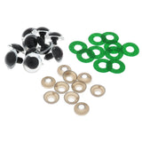 Maxbell 10pcs Plastic Safety Toy Eyes + Glitter Nonwovens + Washer 16mm Green