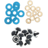 Maxbell 10pcs Plastic Safety Toy Eyes + Glitter Nonwovens + Washer 18mm Blue