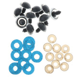 Maxbell 10pcs Plastic Safety Toy Eyes + Glitter Nonwovens + Washer 18mm Blue