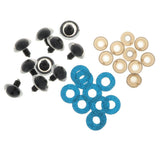 Maxbell 10pcs Plastic Safety Toy Eyes + Glitter Nonwovens + Washer 18mm Blue