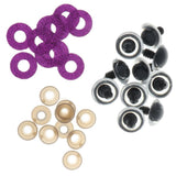 Maxbell 10pcs Plastic Safety Toy Eyes + Glitter Nonwovens + Washer 18mm Purple