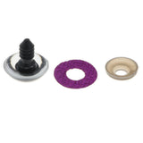 Maxbell 10pcs Plastic Safety Toy Eyes + Glitter Nonwovens + Washer 18mm Purple