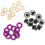 Maxbell 10pcs Plastic Safety Toy Eyes + Glitter Nonwovens + Washer 18mm Purple