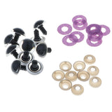 Maxbell 10pcs Plastic Safety Toy Eyes + Glitter Nonwovens + Washer 18mm Light Purple