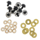Maxbell 10pcs Plastic Safety Toy Eyes + Glitter Nonwovens + Washer 18mm Gold