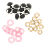 Maxbell 10pcs Plastic Safety Toy Eyes + Glitter Nonwovens + Washer 18mm Pink