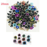 Maxbell 10pcs Plastic Safety Toy Eyes + Glitter Nonwovens + Washer 20mm Blue