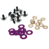Maxbell 10pcs Plastic Safety Toy Eyes + Glitter Nonwovens + Washer 20mm Purple