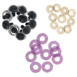 Maxbell 10pcs Plastic Safety Toy Eyes + Glitter Nonwovens + Washer 20mm Light Purple