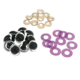 Maxbell 10pcs Plastic Safety Toy Eyes + Glitter Nonwovens + Washer 20mm Light Purple