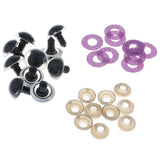 Maxbell 10pcs Plastic Safety Toy Eyes + Glitter Nonwovens + Washer 20mm Light Purple
