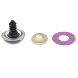 Maxbell 10pcs Plastic Safety Toy Eyes + Glitter Nonwovens + Washer 20mm Light Purple