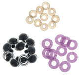 Maxbell 10pcs Plastic Safety Toy Eyes + Glitter Nonwovens + Washer 20mm Light Purple