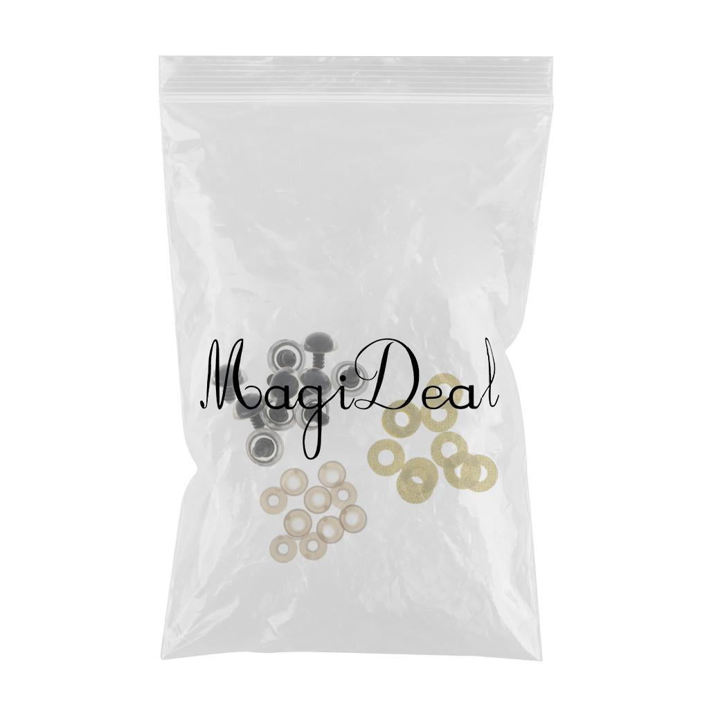 Maxbell 10pcs Plastic Safety Toy Eyes + Glitter Nonwovens + Washer 20mm Gold