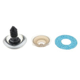 Maxbell 10pcs Plastic Safety Toy Eyes + Glitter Nonwovens + Washer 20mm Light Blue