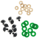 Maxbell 10pcs Plastic Safety Toy Eyes + Glitter Nonwovens + Washer 20mm Green