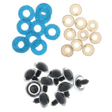 Maxbell 10pcs Plastic Safety Toy Eyes + Glitter Nonwovens + Washer 24mm Blue